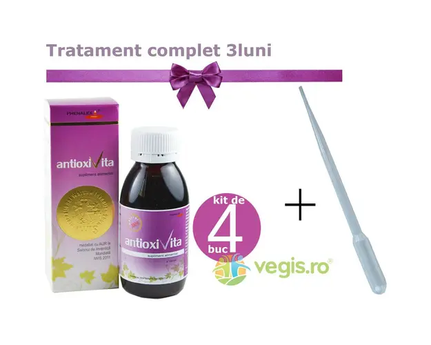 Pachet Tratament Complet pentru 3 Luni Antioxivita 100ml x 4buc + Pipeta pentru Dozaj 3ml
