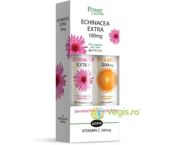 Pachet Echinacea Extra 24tb efervescente + Vitamina C 500mg 20tb efervescente