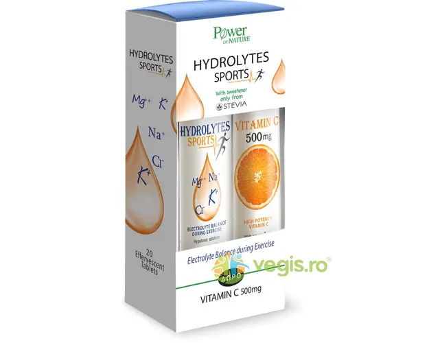 Pachet Hydrolytes Sports 20tb efervescente + Vitamina C 500mg 20tb efervescente
