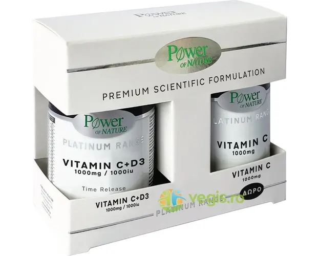 Pachet Vitamina C 1000mg & D3 1000iu Platinum 30tb + Vitamina C 1000mg Platinum 20tb