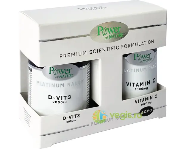 Pachet Vitamina D3 2000IU Platinum 60tb + Vitamina C 1000mg Platinum 20tb