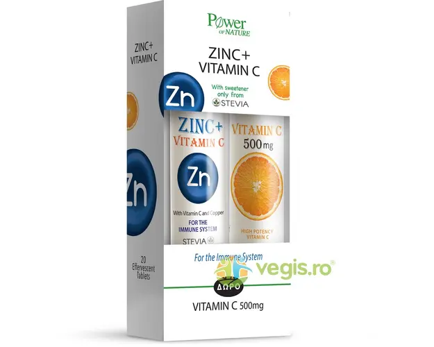 Pachet Zinc Plus Vitamina C 500mg si Cupru 20tb efervescente + Vitamina C 500mg 20tb efervescente