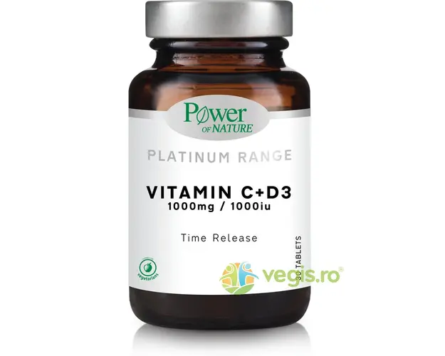 Vitamina C 1000mg + D3 1000IU Platinum 30tb cu eliberare prelungita