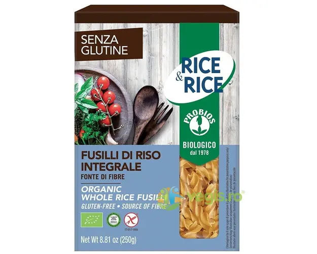 Fusilli din Orez Integral fara Gluten Ecologice/Bio 250g