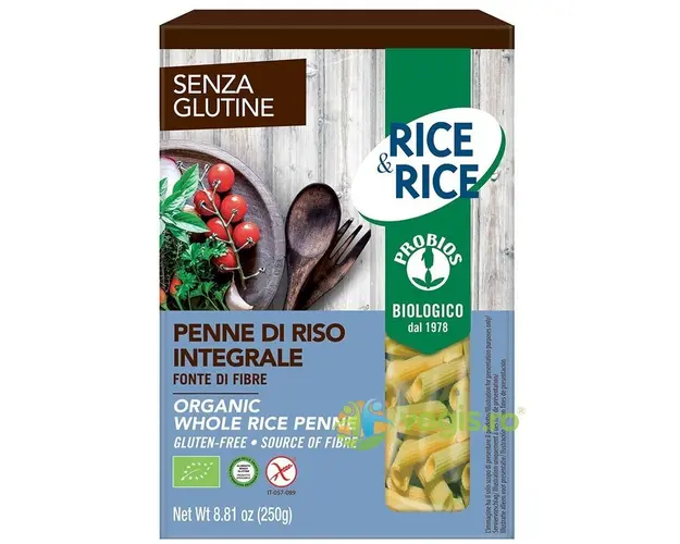 Penne din Orez Integral fara Gluten Ecologice/Bio 250g