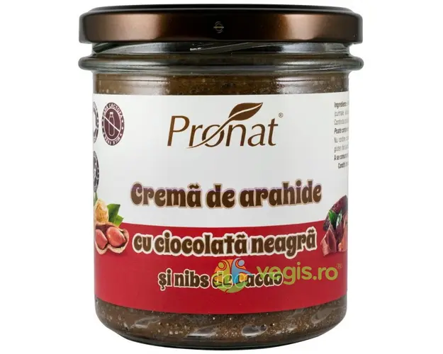 Crema de Arahide cu Ciocolata Neagra si Nibs de Cacao 300g
