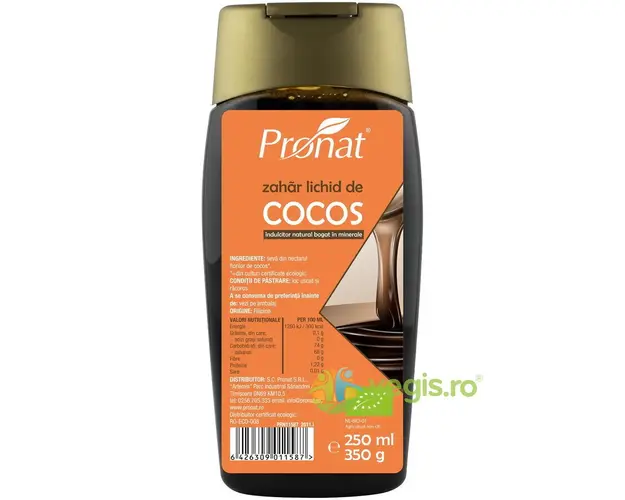 Zahar Lichid de Cocos Ecologic/Bio 250ml