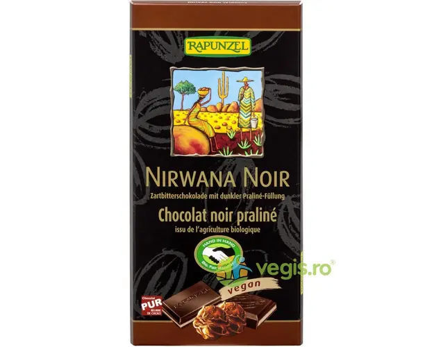 Ciocolata Neagra Nirwana cu Praline si 55% Cacao Vegana Ecologica/Bio 100g
