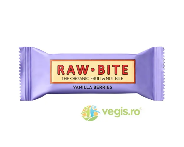 Baton Raw cu Fructe de Padure si Vanilie fara Zahar Adaugat si fara Gluten Ecologic/Bio 50g