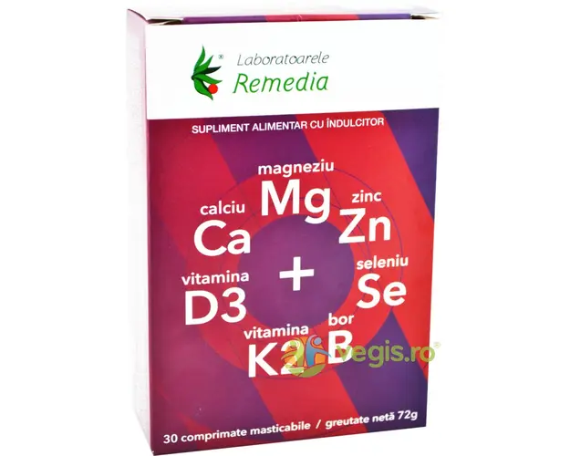 Ca + Mg + Zn +D3 + Seleniu 30cpr masticabile