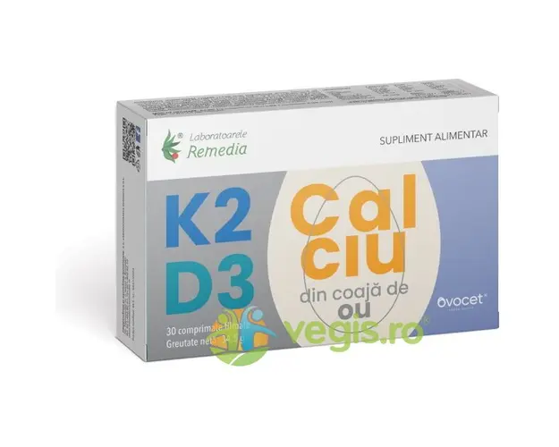 Vitamina K2 + D3 + CALCIU (din Coaja de Ou) 30cpr