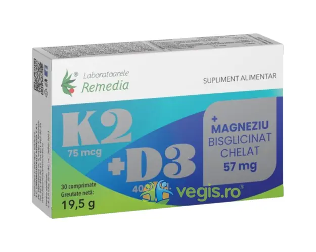 K2+D3+Magneziu Bisglicinat Chelat 30cpr