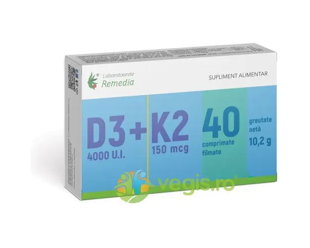 Vitamina D3 4000U.I + K2 150mcg 40cpr