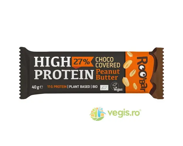 Baton Proteic cu Unt de Arahide Invelit in Ciocolata fara Gluten Ecologic/Bio 40g