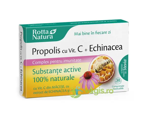 Propolis + Vitamina C Naturala cu Extract de Echinacea 30cpr