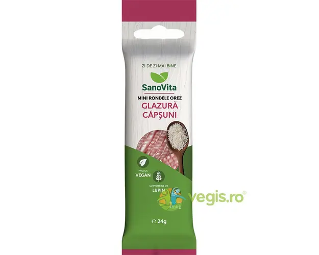 Mini Rondele din Orez cu Glazura de Capsuni 24g