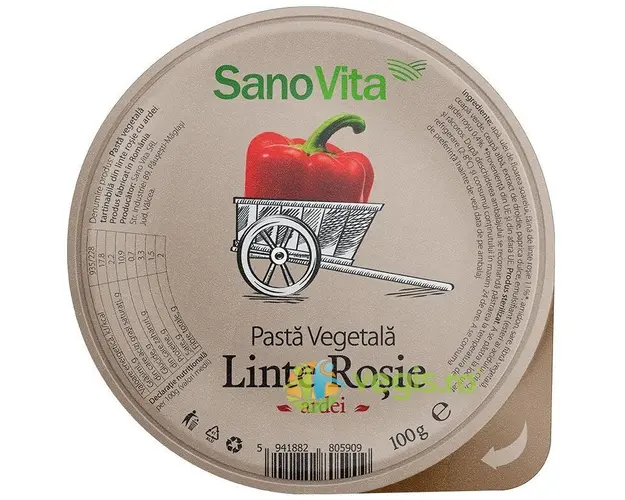 Pasta Vegetala Tartinabila din Linte Rosie cu Ardei si Ceapa 100g