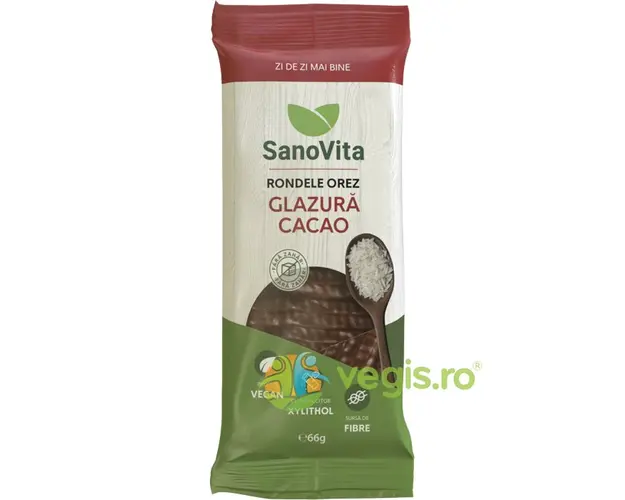 Rondele din Orez cu Glazura de Cacao fara Zahar 66g