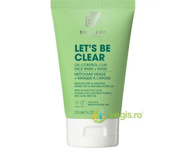 Gel de Curatare si Masca cu Argila pentru Ten Gras pentru Barbati Let's Be Clear 125ml