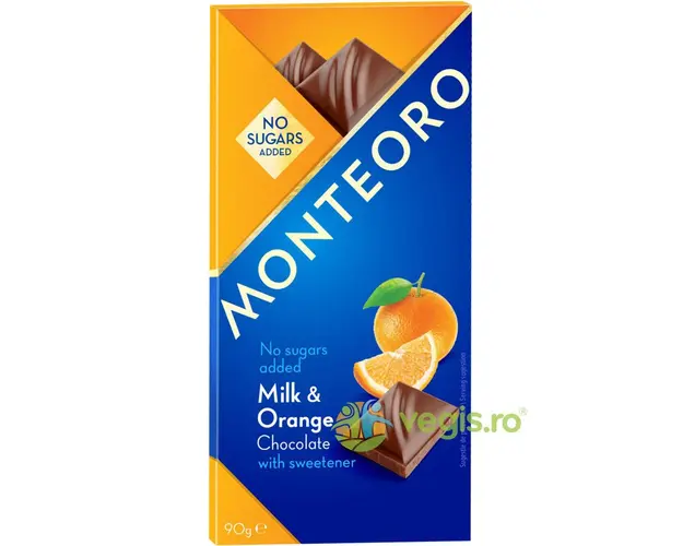 Ciocolata cu Lapte si Portocale fara Zahar Adaugat Monteoro 90g