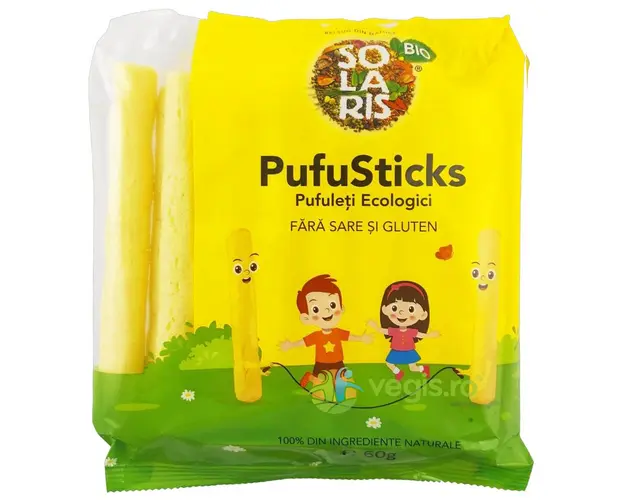 Pufuleti fara Sare si Gluten Pufusticks Ecologici/Bio 60g