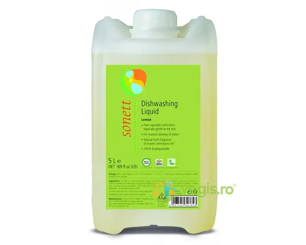 Detergent Lichid pentru Spalat Vase cu Lamaie Ecologic/Bio 5L