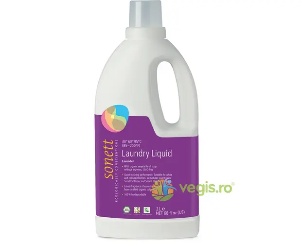Detergent Lichid Pentru Rufe Albe Si Colorate Cu Lavanda Bio 2L