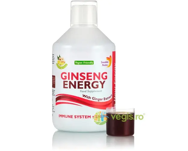 Ginseng Energy 2000mg - Ginseng Siberian, Panax Ginseng, Ghimbir si Vitamine pentru Energie si Vitalitate 500ml