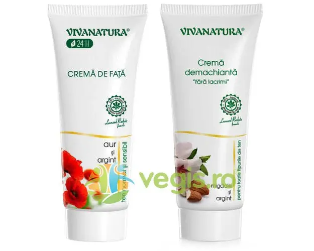 Pachet Crema de Fata cu Argint si Aur Coloidal 75ml + Crema Demachianta 75ml