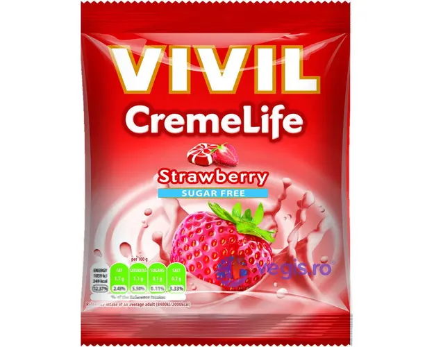 Bomboane Cremoase cu Capsuni fara Zahar 60g