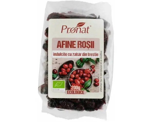 Afine Rosii Indulcite Cu Zahar Din Trestie Eco-Bio 200g - Pronat