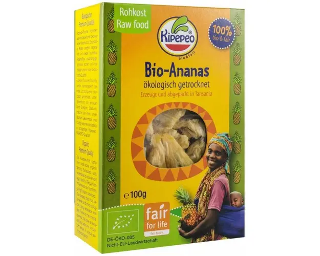 Ananas bucati uscate, eco-bio, 100 g, Kipepeo