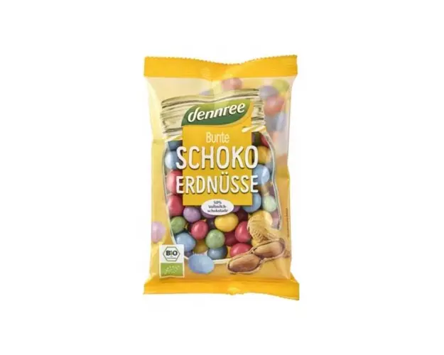 Arahide colorate cu ciocolata de lapte, eco-bio, 100g - Dennree