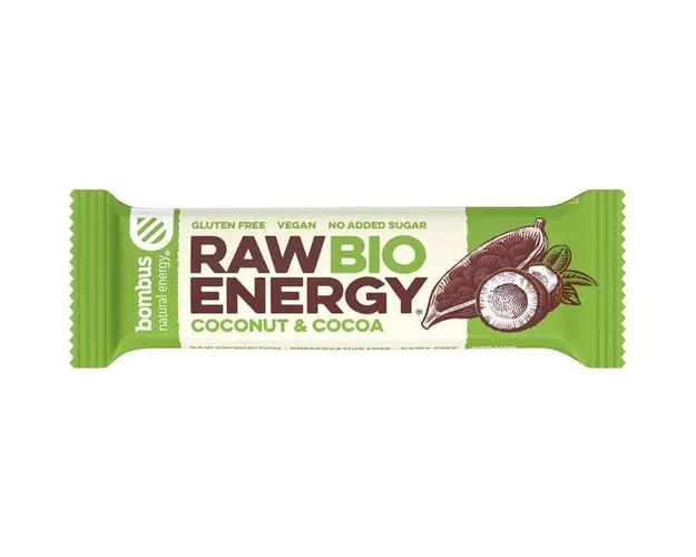 Baton energizant cu nuca de cocos si cacao, eco-bio, 50g - Bombus