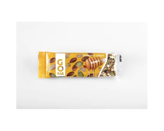 Baton GoBar cu seminte si miere, 37g, SanoVita
