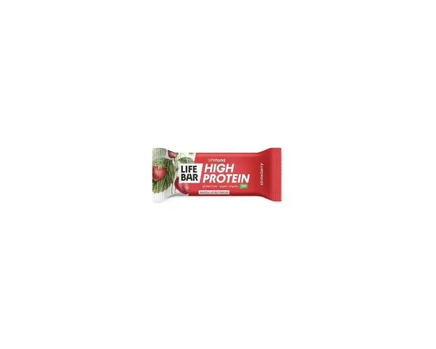 Baton proteic cu capsuni raw, eco-bio, 40g - Lifebar