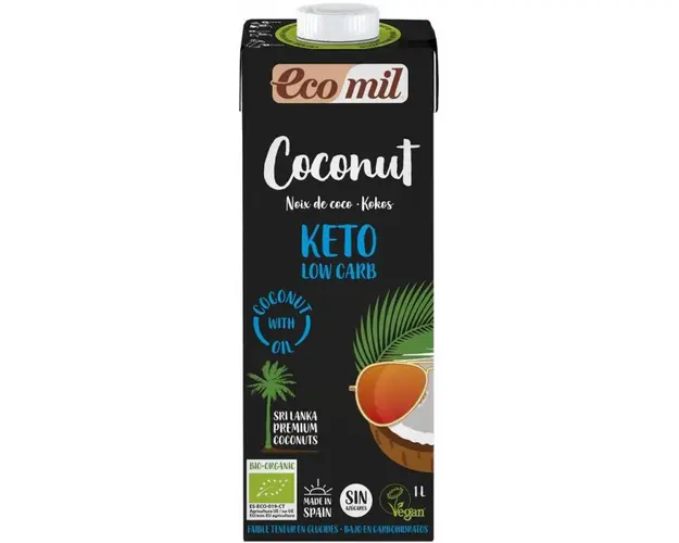 Bautura KETO - tip lapte vegetal de cocos - natur, eco-bio, 1L, Ecomil