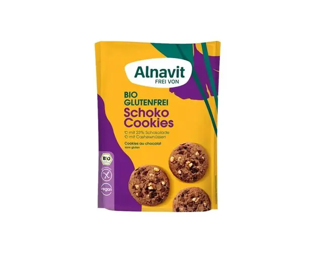Biscuiti cu ciocolata, fara gluten, eco-bio, 125g - Alnavit
