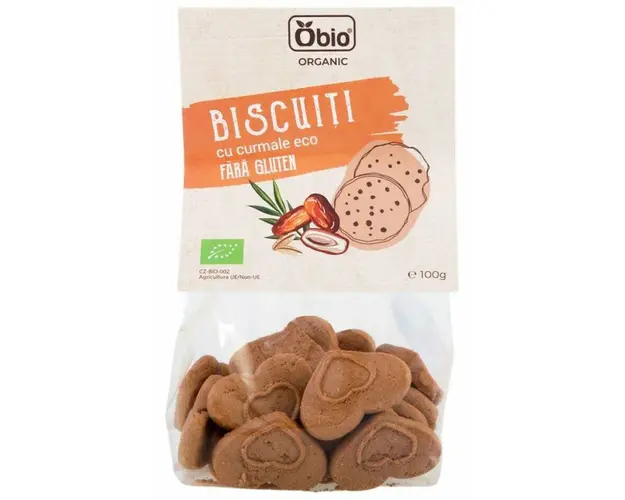 Biscuiti cu curmale, fara gluten, eco-bio, 100g - Obio