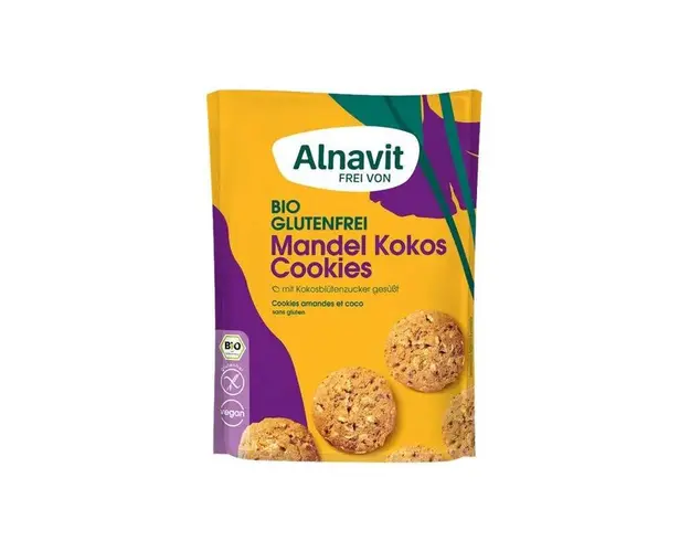 Biscuiti cu migdale si cocos, fara gluten, eco-bio, 125g - Alnavit