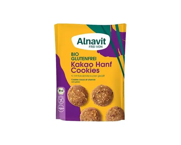 Biscuiti cu seminte de canepa si cacao, fara gluten, eco-bio, 125g -