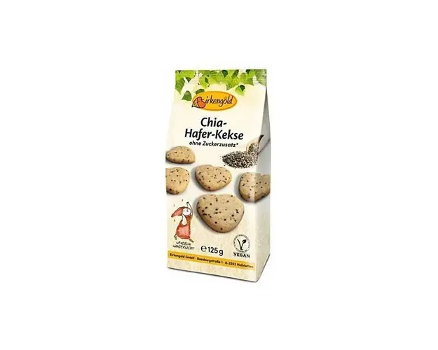 Biscuiti din ovaz cu chia indulciti cu xylitol, 125g - Birkengold