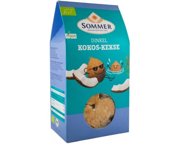 Biscuiti vegani cu nuca de cocos, eco-bio, 150 g, SOMMER