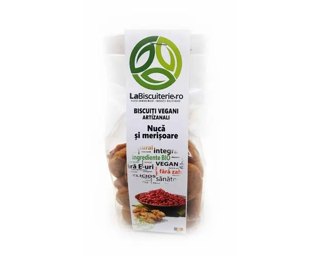Biscuiti Vegani Cu Nuca Si Merisoare, 140g - Labiscuiterie