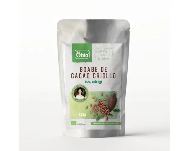 Boabe de cacao Criollo intregi, eco-bio, 125 g, Obio