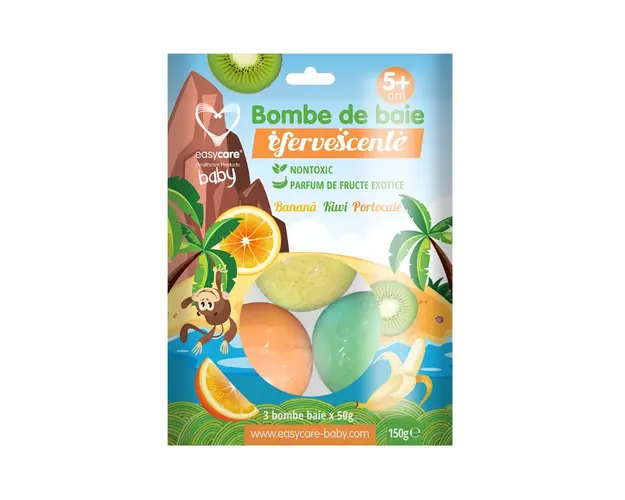 BOMBE DE BAIE COPII FRUCTE EXOTICE 3 BUCATI 150G - EASY CARE BABY