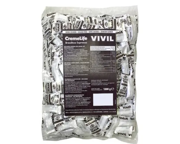 Bomboane cremoase fara zahar cu aroma de cafea, 1kg - Vivil