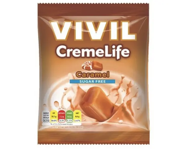 Bomboane cu aroma de caramel fara zaharuri Creme Life Classic, 60g -