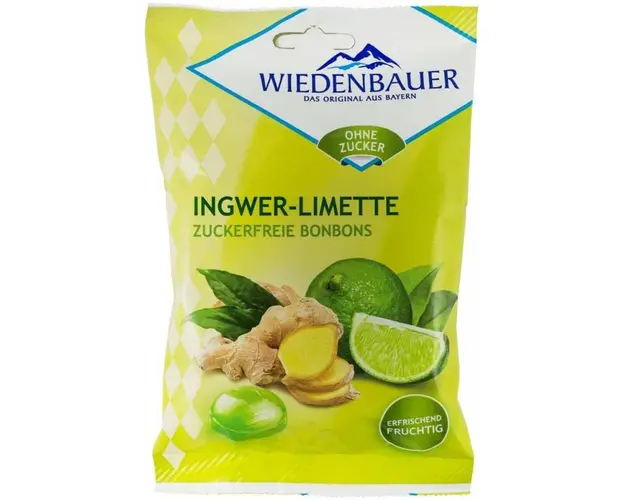 BOMBOANE FARA ZAHAR CU GHIMBIR SI LIMETE 75G - WIEDENBAUER