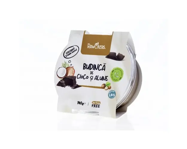 Budinca vegana din crema de cocos cu caramel, eco-bio, 140g, Rawckers